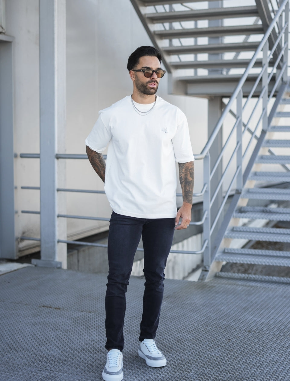 Wit T-shirt met duivenprint - Offwhite