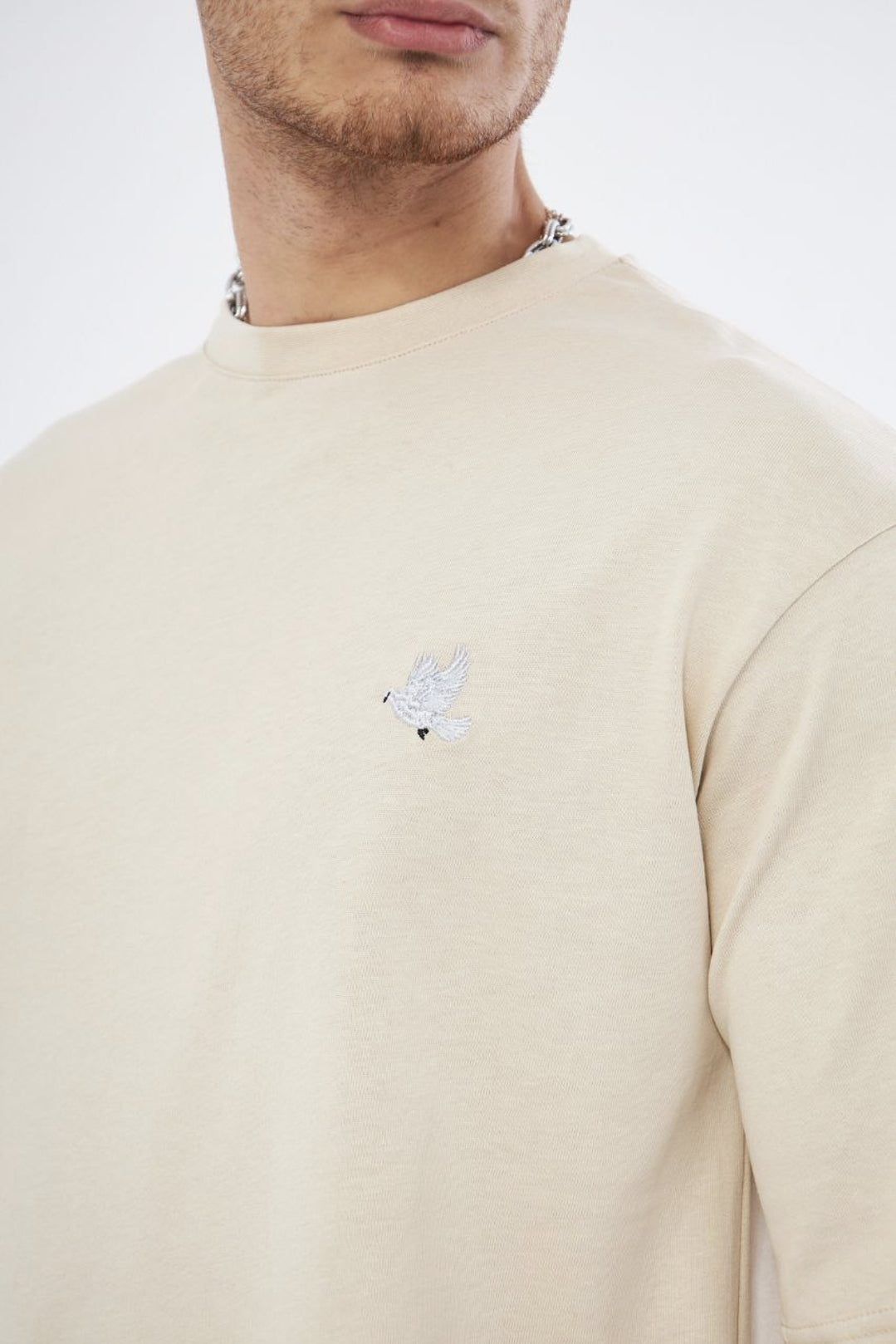 Weißes Tauben-T-Shirt Beige