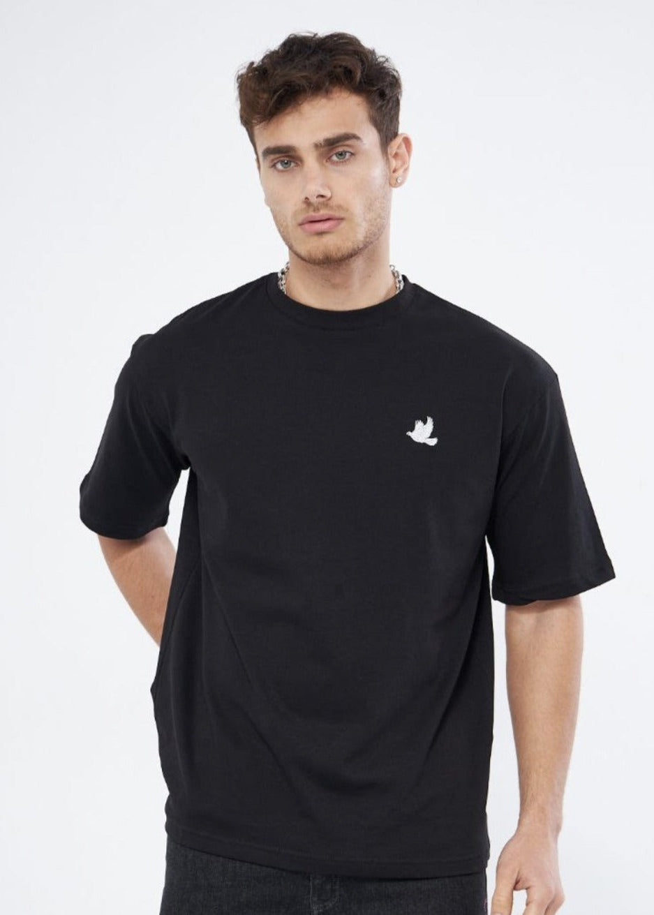 Weißes Tauben-T-Shirt Schwarz