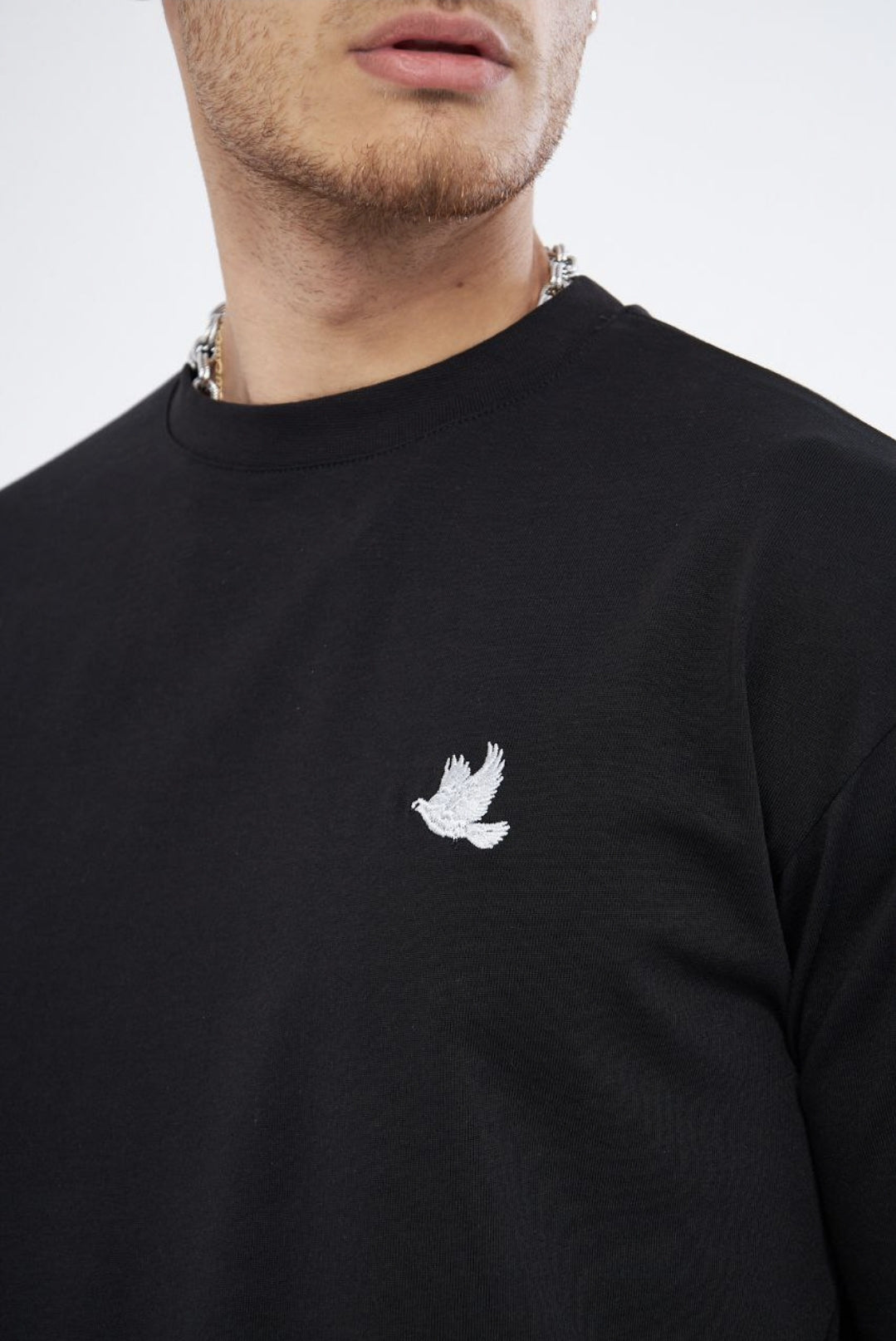 Weißes Tauben-T-Shirt Schwarz
