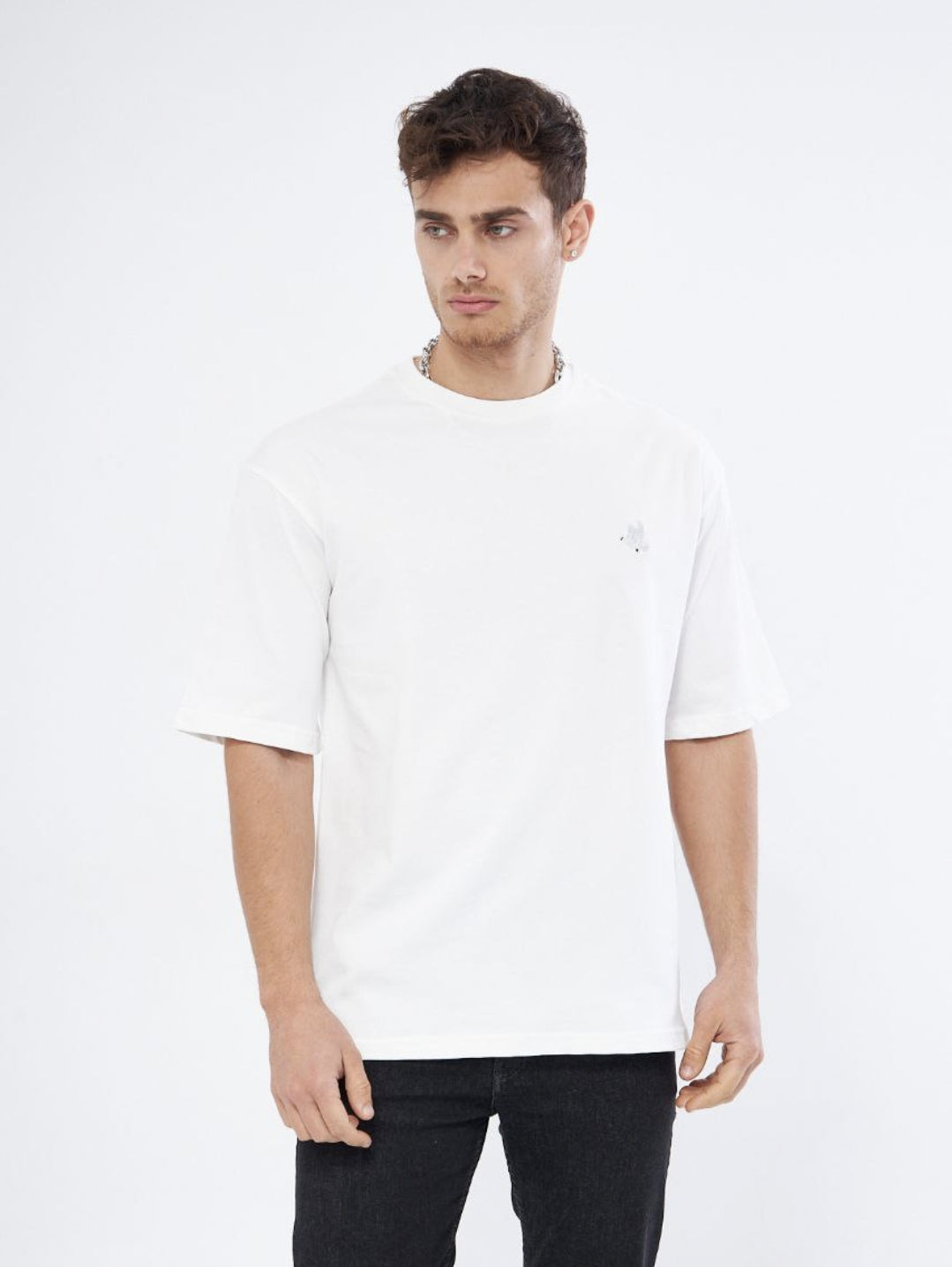Wit T-shirt met duivenprint - Offwhite