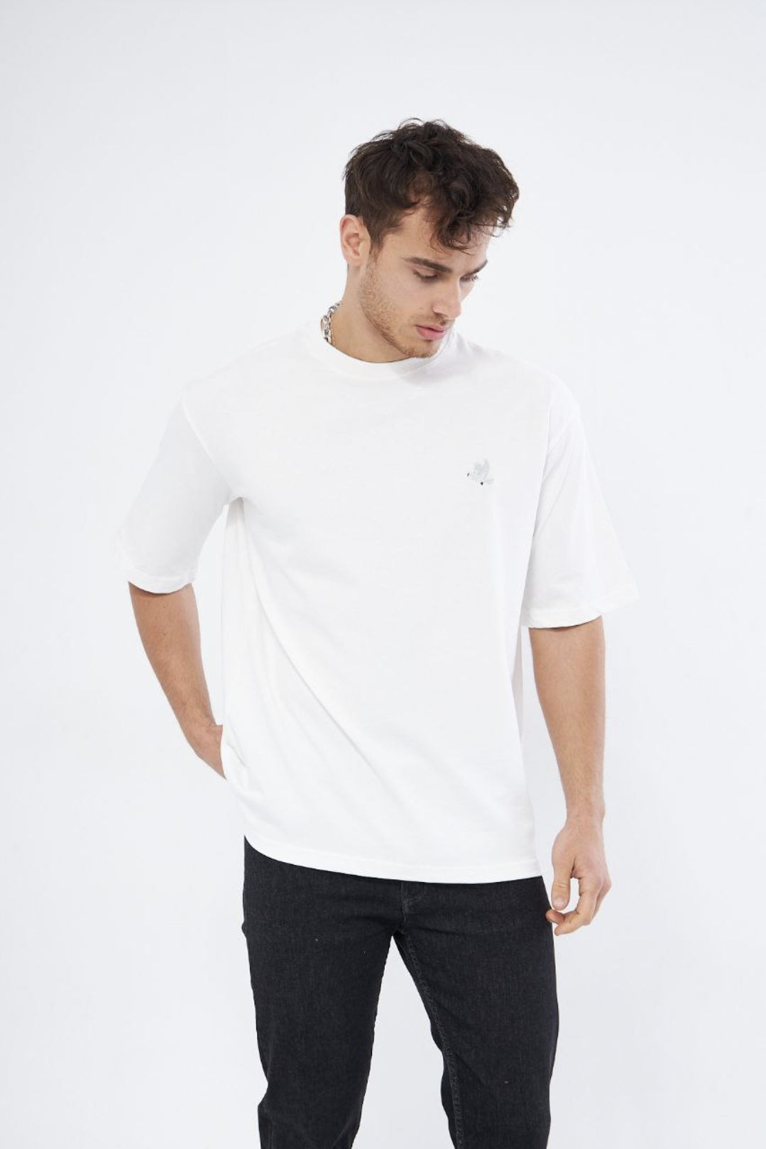Wit T-shirt met duivenprint - Offwhite