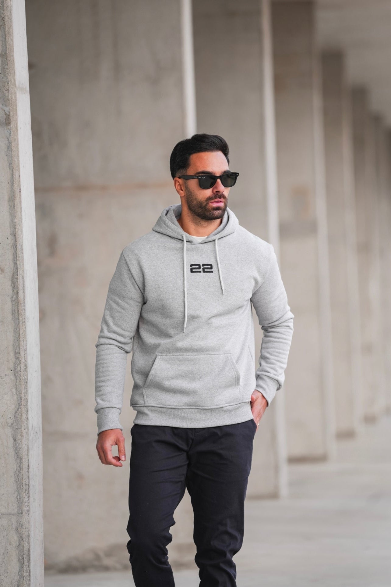 Felpa Hoodie Grau